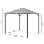 3m x 3m Hardtop Metal Frame Mesh Draped Gazebo Black