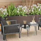 Couchtisch 2er Set, Wetterfest Balkontisch aus Stahl, Beistelltisch im Geometrischem Design Schwarz