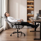 Bürostuhl mit 6-Punkt-Massage und Wärme, Schreibtischstuhl, Grau