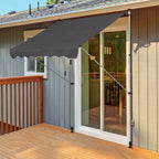 Balcony 2 x 1.5m Manual Adjustable Awning DIY Patio Clamp Awning Canopy Retractable Shade Shelter Easy to Move for Balcony, Grey