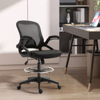 B¨¹rosessel, Schreibtischstuhl, Stehfunktion, mit Fu?ablage, drehbarer Sitz, Stahl, schwarz, 64 x 60 x 106-126cm