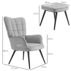 Relaxsessel mit Ottomane Sessel mit Fußhocker, 2-teiliges Set, Grau