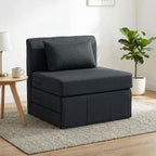 2-in-1 Schlafsessel Klappbares Sofa-Bett mit Leinenstruktur, Gepolstertes Gästebett Klappstuhl, Dunkelgrau