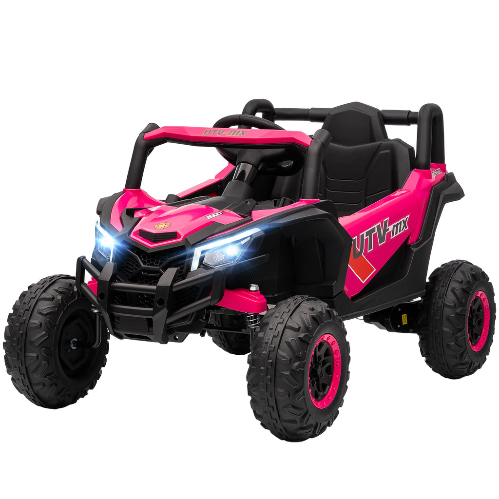 12V Elektroauto für Kinder, Fernbedienungsfunktion, Gurt, Hupe, LED-Lichter, USB-Port, für 3-5 Jahre, Rosa