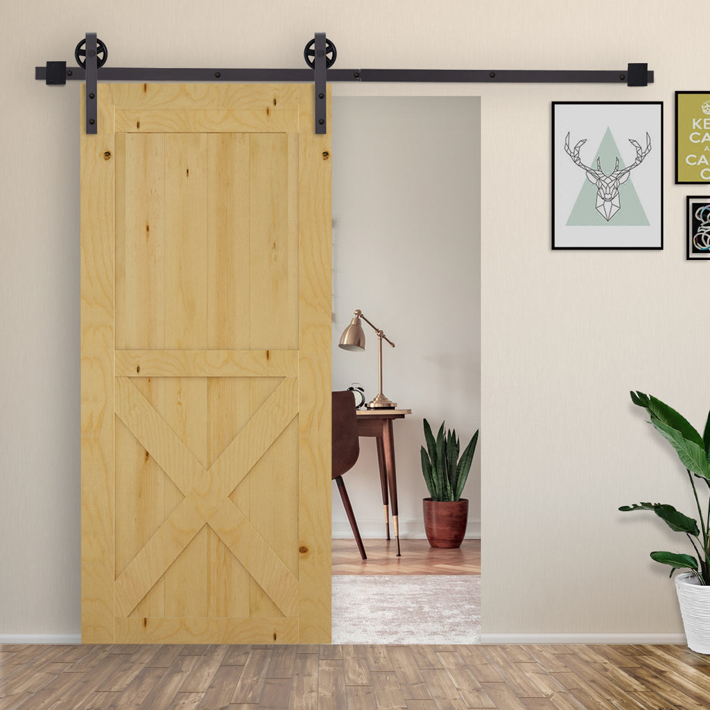 6ft Modern Single Sliding Barn Door Track Kit Set Closet Hardware for Single Wooden Door