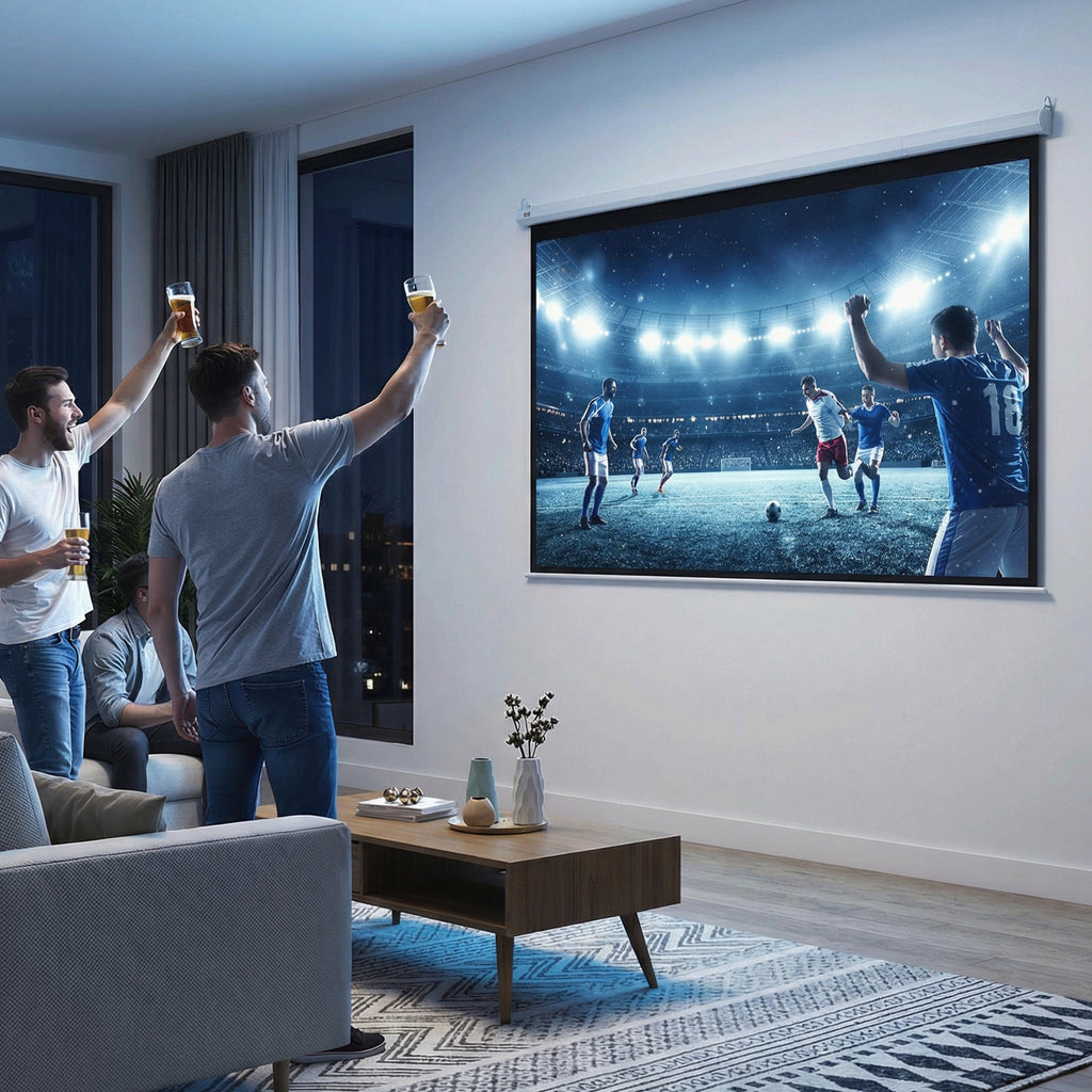 Beamer-Leinwand, inkl. Fernbedienung, 84 Zoll, 4:3 Format, 171x130 cm, Wei?