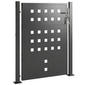 Gartentor aus verzinktem Stahl Metall Gartentür mit Griff Schloss 3 Schlüssel abschließbar Zauntor 105x130 cm Dunkelgrau