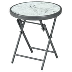Klappbarer Beistelltisch, Outdoor-Klapptisch, mit Tischplatte aus gehärtetem Glas, für Terrasse, 45 x 45 x 50 cm, Weiß