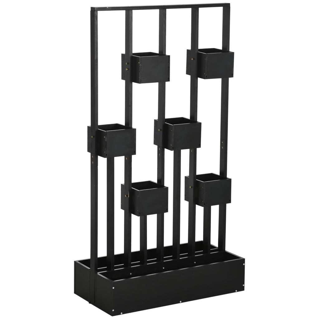 Pflanzkasten-Kombination, modulares Design, Standrahmen, Naturholz, schwarz, 90 x 45 x 170 cm