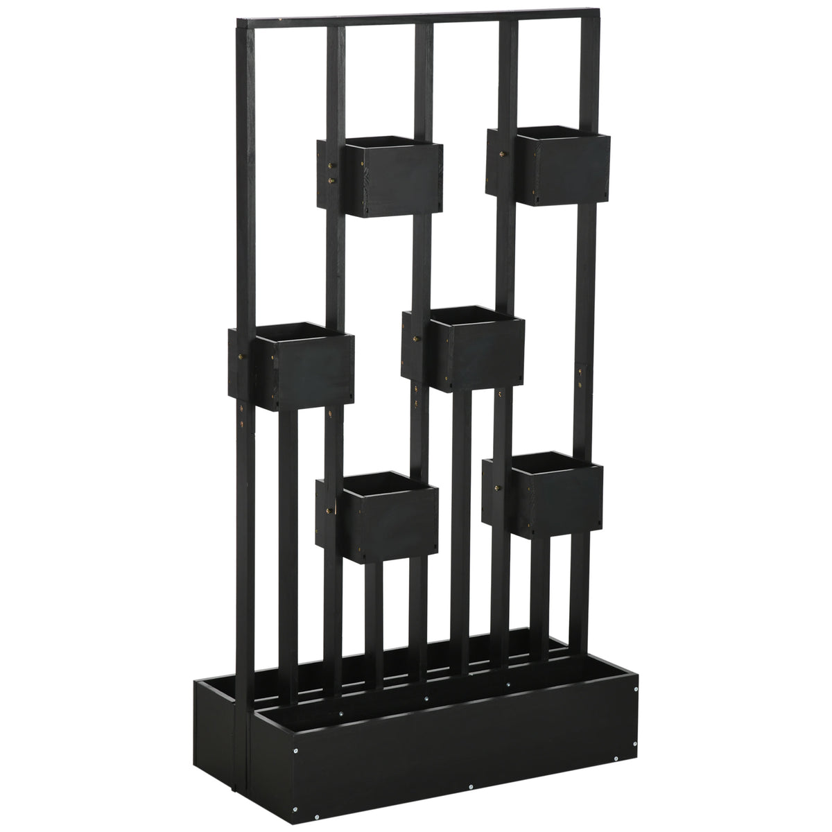 Pflanzkasten-Kombination, modulares Design, Standrahmen, Naturholz, schwarz, 90 x 45 x 170 cm