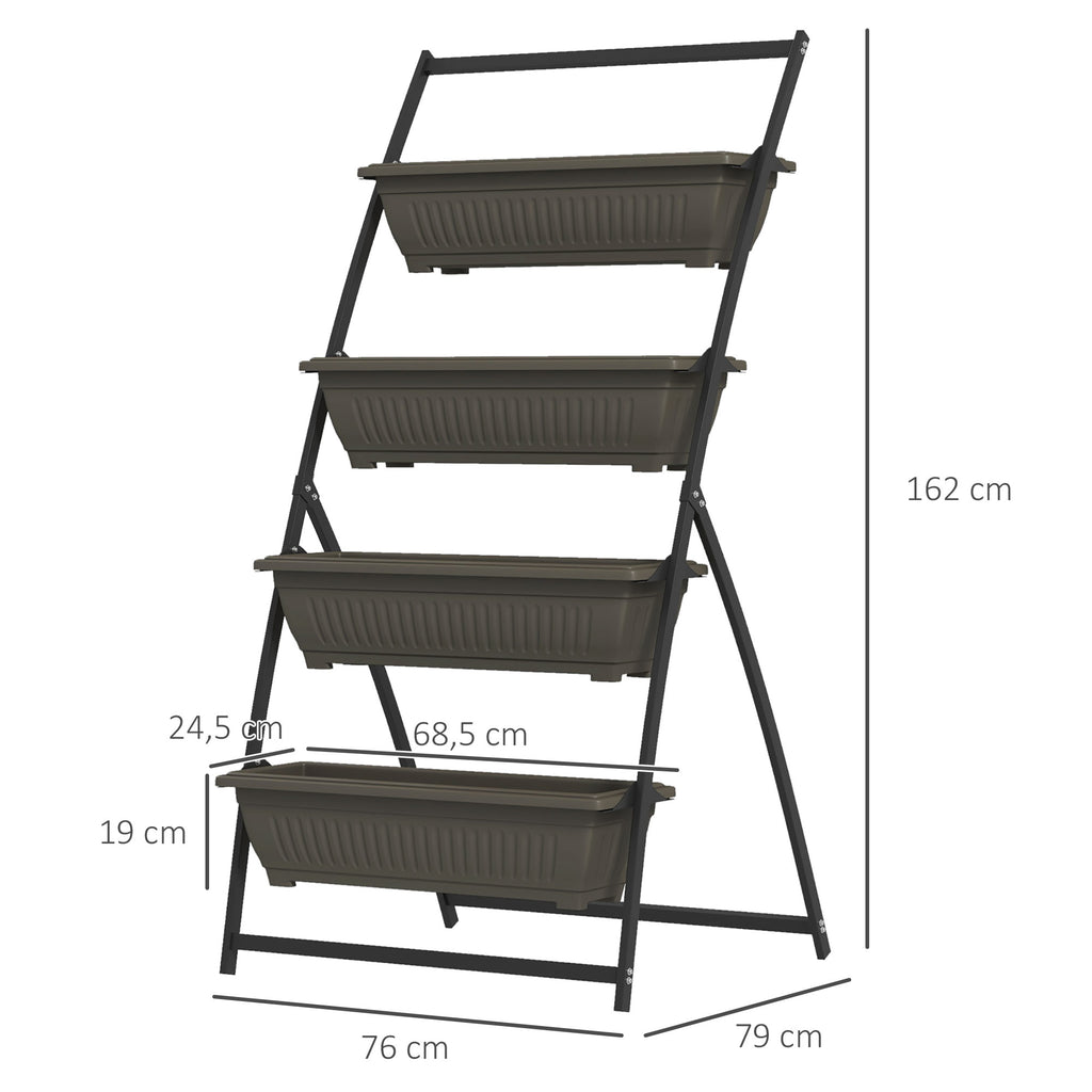 Pflanzentreppe Blumentreppe Pflanzenregal, stapelbar, wetterbest?ndig, 76 cm x 79 cm x 162 cm, Braun