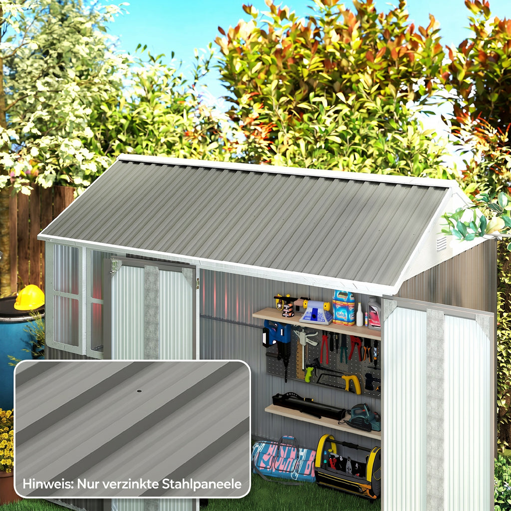 Set of 12 Corrugated Steel Roof Sheet Panels - Light Grey