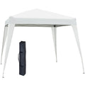  Faltpavillon 2,4x2,4m Pavillon Faltzelt mit UV-Schutz, Partyzelt inkl. Tragetasche für Garten, Balkon, Stahl Weiß