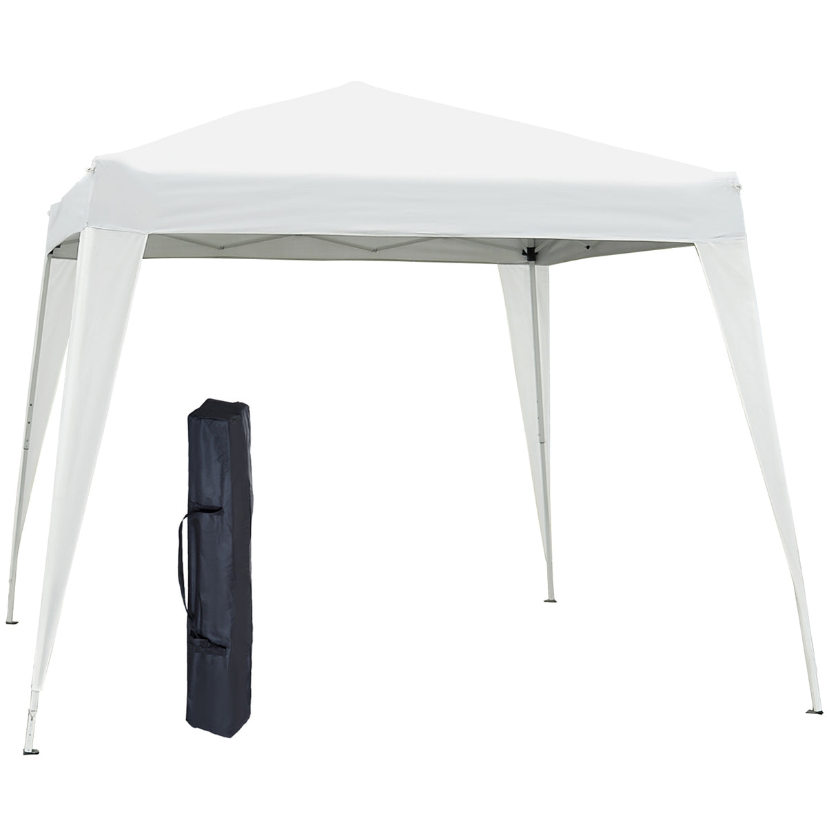  Faltpavillon 2,4x2,4m Pavillon Faltzelt mit UV-Schutz, Partyzelt inkl. Tragetasche für Garten, Balkon, Stahl Weiß