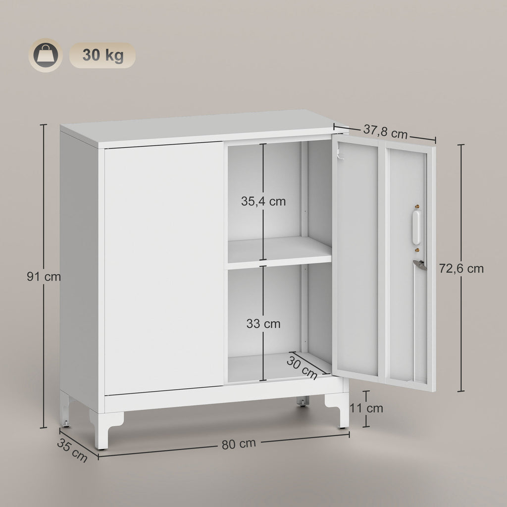 B¨¹roschrank aus Metall, verschlie?bare T¨¹ren, B¨¹rokommode, 2-stufiges Design, Wei?