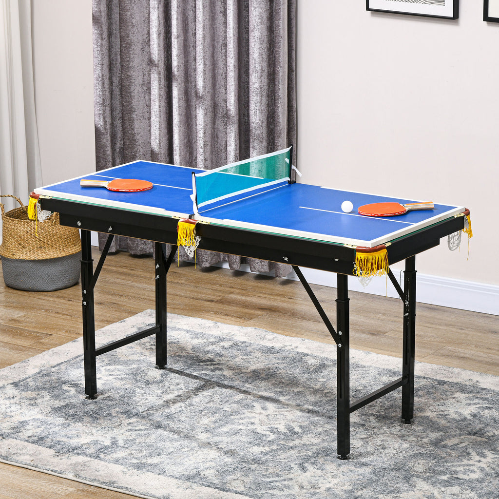 2-in-1 Billardtisch, Tischtennisplatte, mit Zubehör, 140x63x80cm, Blau/Grün