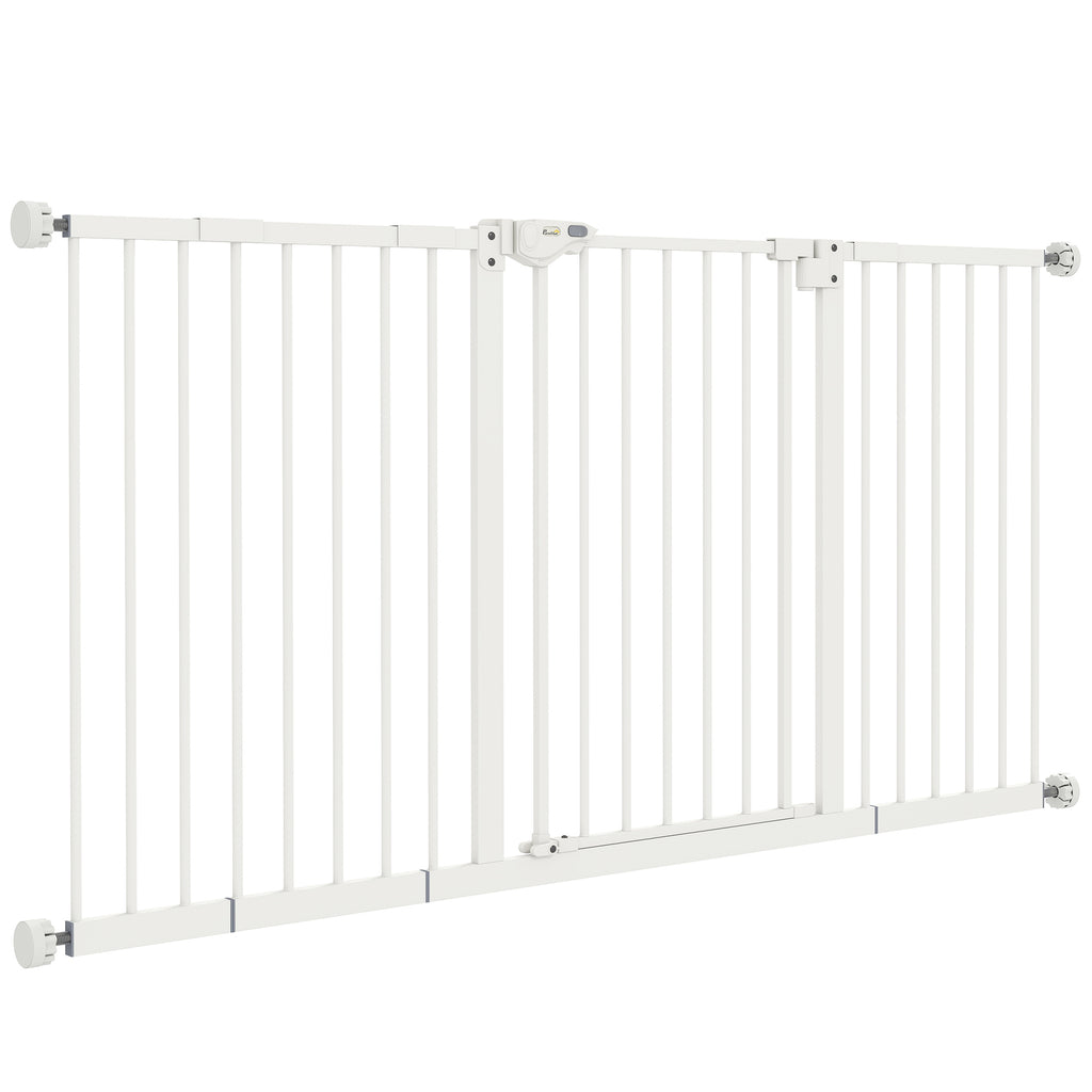 Adjustable Safety Gate w/ Three Extensions, Four Adjustable Screws, White