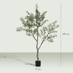 K¨¹nstlicher Olivenbaum, Kunstpflanze, Lebensechte Olivenpflanze in Pflanztopf, 180 cm, Kunststoff, Gr¨¹n