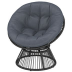 Papasansessel 360° drehbar Korbsessel mit Kissen Stahlrahmen runder Rattansessel Loungesessel Grau