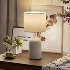 Tischlampe Tischleuchte Vintage Keramiksockel Sandfarben+Beige