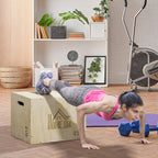 Plyo Box, Sprungbox aus Holz, Plyometric Plattform mit Griff f¨¹r Zuhause, 45 x 40 x 60 cm, Naturholz