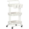 Three-Tier Home Trolley, with Handle and Wheels - White