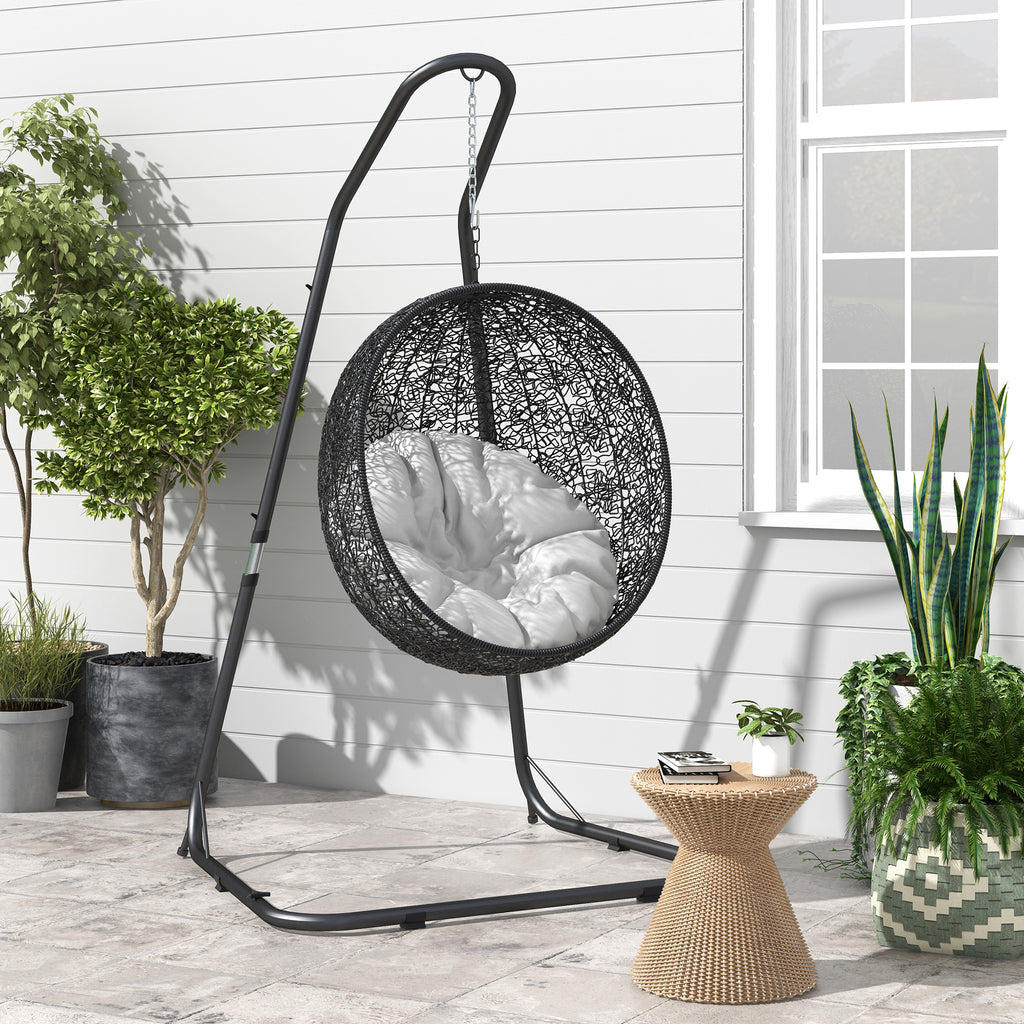 Hängesesselständer Gestell für Hängesessel Hängesesselhalterung, 133 cm x 116 cm x 195/230 cm, Schwarz