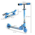 Kids Scooter, with Lights, Music, Adjustable Height, Foldable Frame, for Ages 3-7 Years - Blue