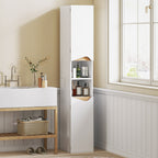 Badezimmerschrank Schmal Hochschrank mit 2 T¨¹ren, 2 Offenen F?chern, f¨¹r Badezimmer 30 x 34,6 x 182 cm Wei?