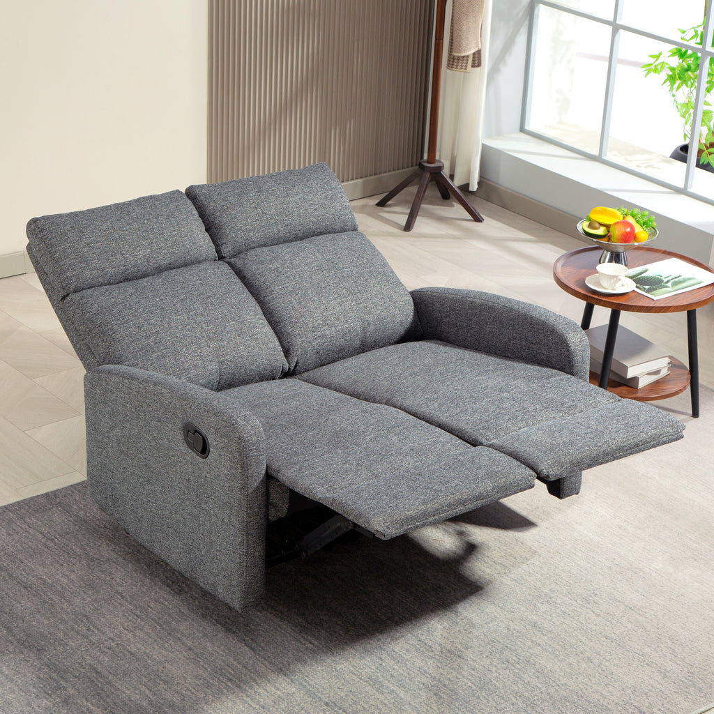 2-Sitzer-Sofa, individuell verstellbare R¨¹ckenlehnen, Fu?st¨¹tze, Stoffbezug, Stahl, Grau