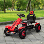 Gokart Tretauto mit Handbremse, verstellbarem Sitz, Vor- und Rückwärtsgang, bis 50kg für Kinder 5-12 Jahren Rot
