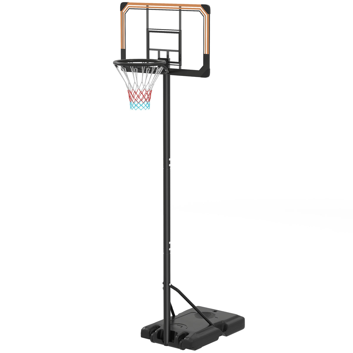 Height Adjustable Basketball Stand Net Set System, Freestanding Basketball Hoop and Stand with Wheels, 182-213cm - Black