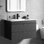 Waschbeckenunterschrank H?ngender Unterschrank mit Keramikwaschbecken Soft-Close-Schubladen Schwarz