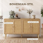 Sideboard Küchenschrank mit 4 Soft-Close-Türen 140x40x75 cm Natur