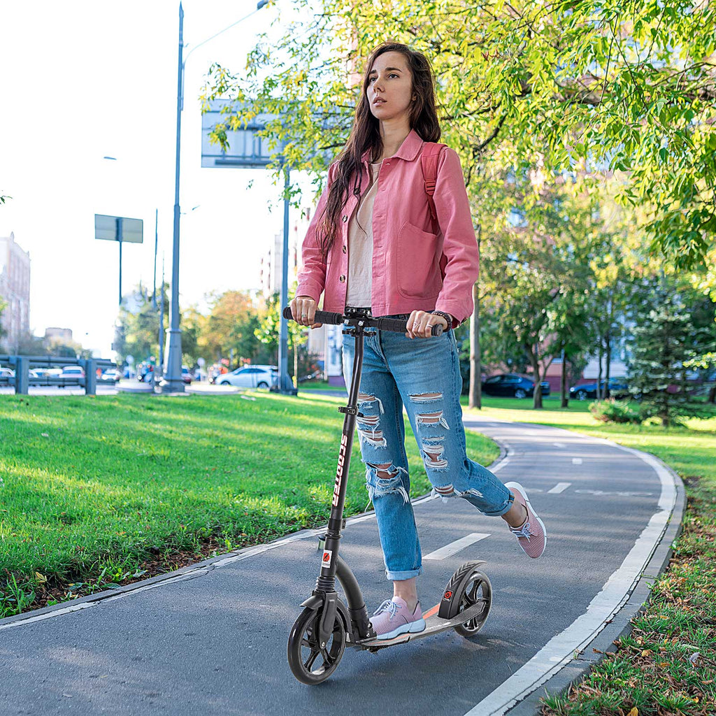 Roller Tretroller Kickscooter Klapproller, klappbar, Stoßdämpfer, ab 14 Jahren, Schwarz