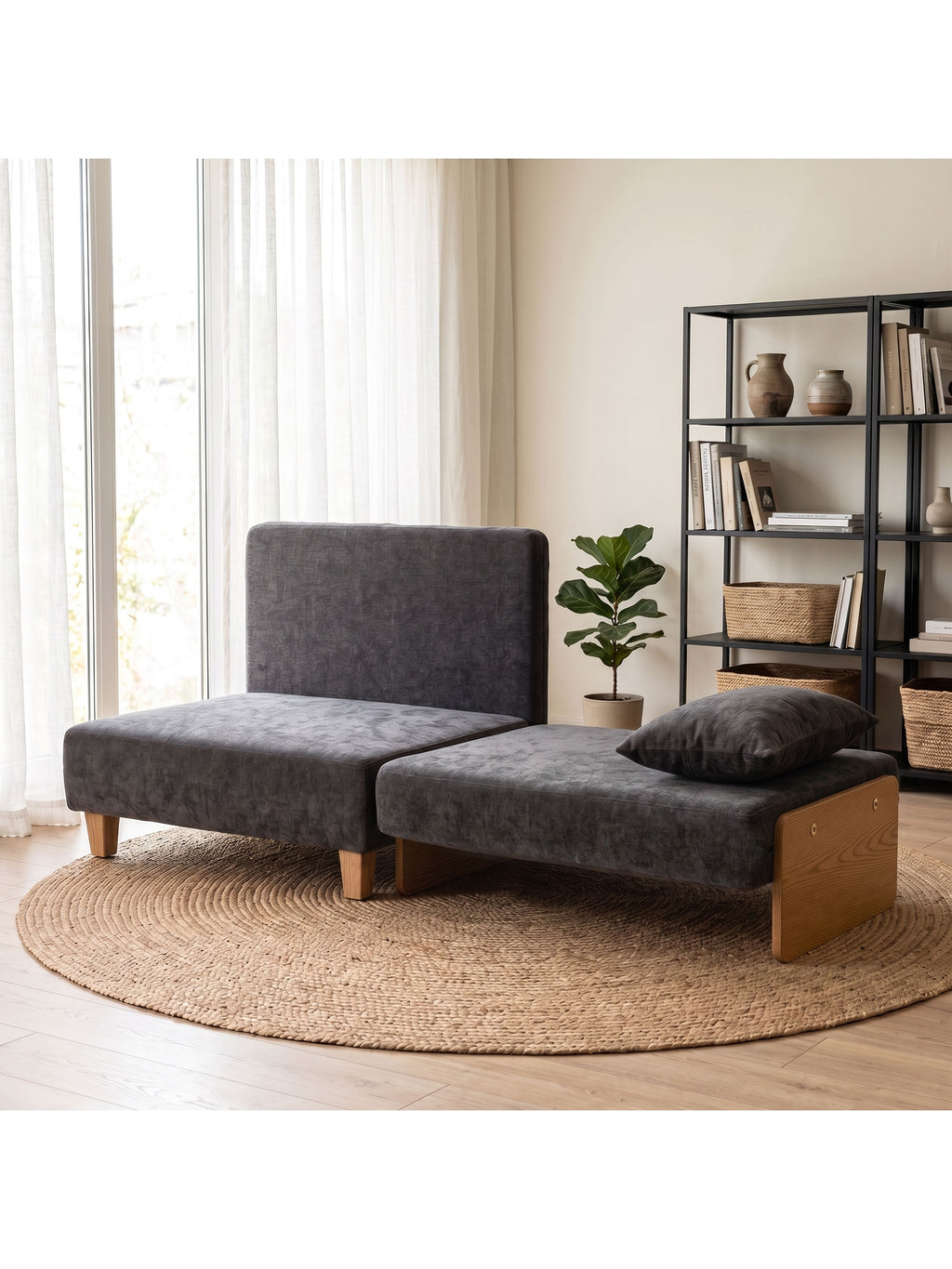 Schlafsessel 2-in-1 mit Bettfunktion 2 Kissen 183x57 cm Dunkelgrau
