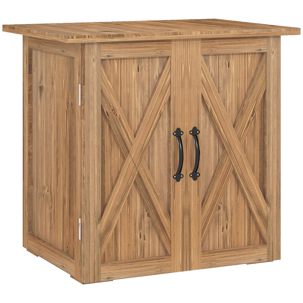 Gartenschuppen, Doppeltür, Magnetverschlüsse, Naturholz, 77B x 55T x 72H cm, Braun