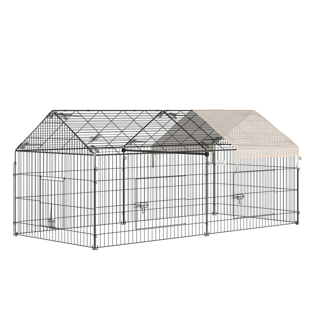 Metal Rabbit Run Playpen, Guinea Pig Cage, 220 x 103 x 103cm, Beige