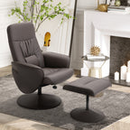 2-teiliges Sessel-Set, Sessel mit Fußhocker, Relaxsessel mit Fußhocker, höhenverstellbar, neigbare Rückenlehne, Braun