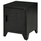 Nachttisch, Beistelltisch mit verstellbarem Regal, Tür, Nachtschrank für Schlafzimmer, Wohnzimmer, Metall, Schwarz, 50 x 40 x 47,5 cm