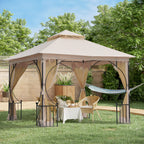 Gartenpavillon Gartenzelt, inkl. Befestigungsmaterial, wetterbeständig, 295 cm x 295 cm x 275 cm. Beige + Schwarz