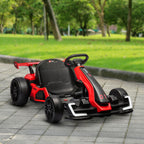 Go-Kart f¨¹r Kinder, Elektro-Kart mit Hupe und Musikfunktion, verstellbarer Sitz, bis 12 km/h, Kunststoff, Metall, Rot
