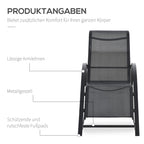 Gartenlounge-Set, 2 Liegen mit Beistelltisch, atmungsaktiver Stoff, stabiler Metallrahmen, Schwarz