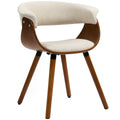 Esszimmerstuhl, Stoff in Leinenoptik, gebogene Rückenlehne, Holzbeine, Beige
