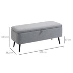 Sitzbank, Sitztruhe, Polsterbank, Leinenoptik, bis 150kg, 101x38,5x44,5 cm, Grau
