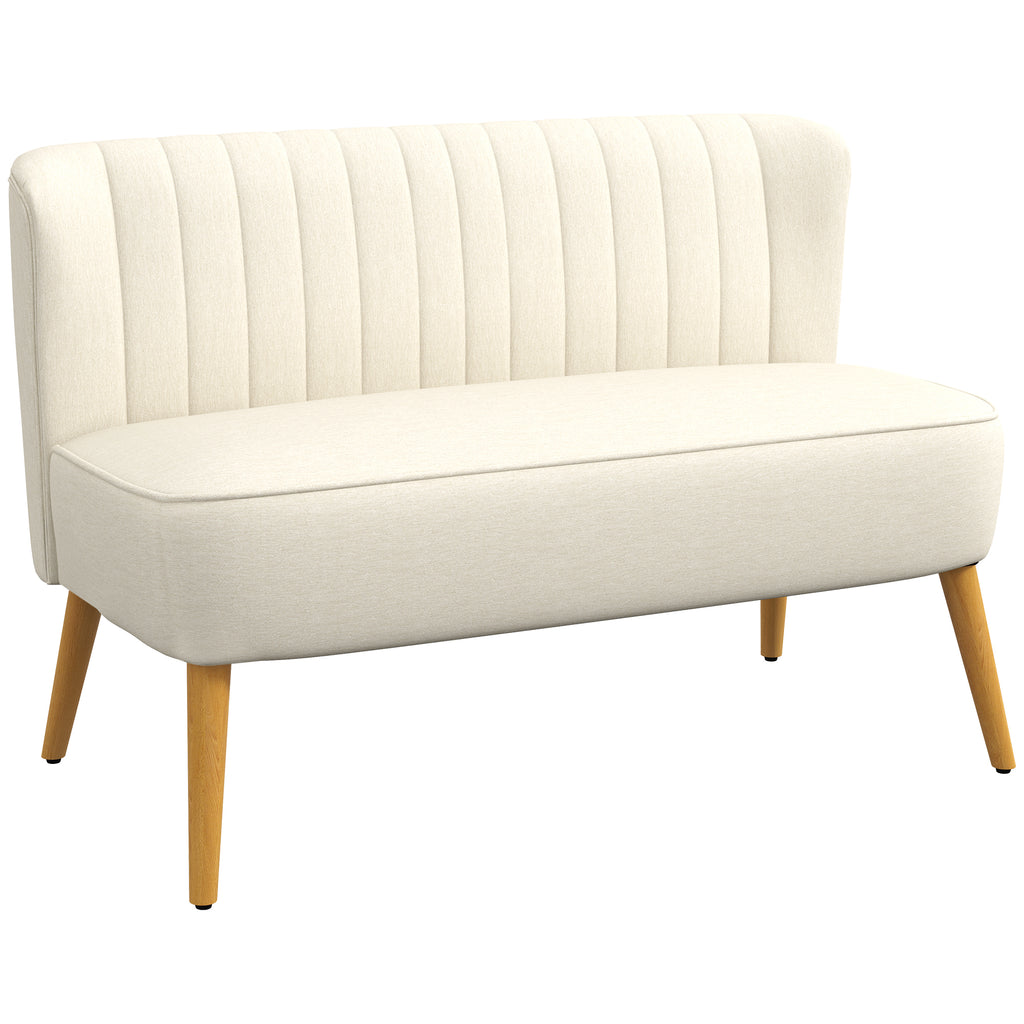2-Sitzer Sofa, weiche Polsterung, pflegeleichter Bezug, bis 220 kg, 117 x 56,5 x 77 cm, Cremeweiß
