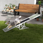 Wooden Pet Seesaw for Big Dogs, Dog Agility Equipment with Anti-Slip Surface - White