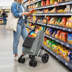 Einkaufstrolley, 46 Liter Tasche, Faltbarer Einkaufswagen mit K¨¹hltasche, verstellbarer Griff, Aluminiumrahmen, Grau