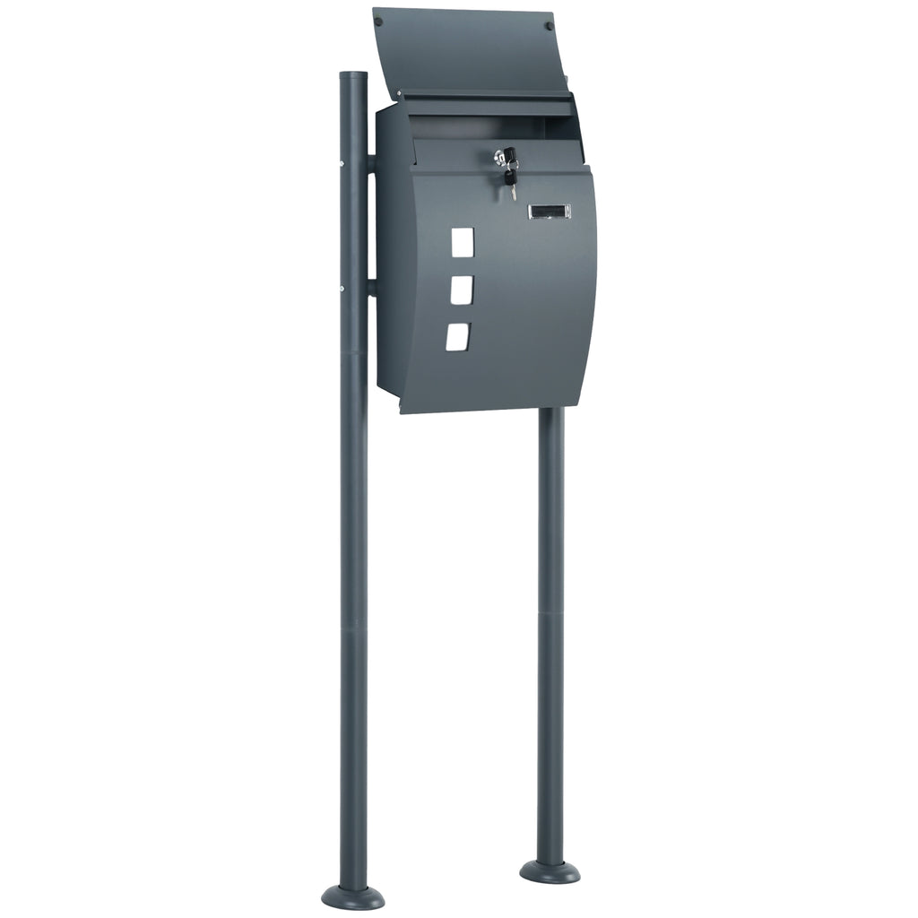 Briefkasten Postkasten, Verriegelung, Standbriefkasten, 2 Schl¨¹ssel, Stahl, 44 cm x 15 cm x 114 cm, Grau