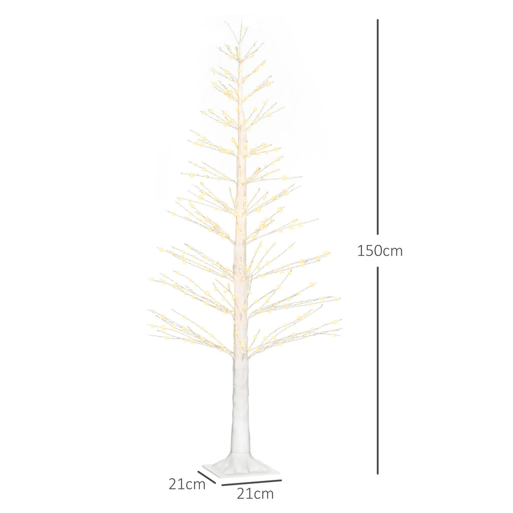 Kunsttanne mit LED-Beleuchtung, 180 cm hoher Weihnachtsbaum, realistische Rinde, Weiß